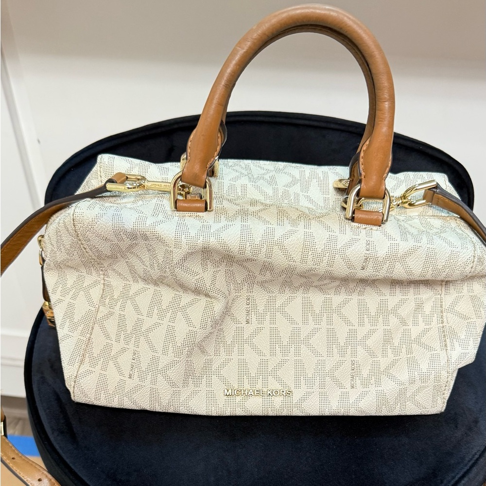 Michael Kors Cream and Tan Satchel